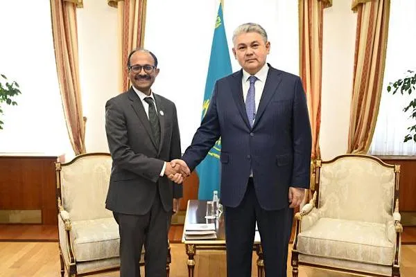 Kazakhstan FM Kosherbayev meets UNDRR head Kishore