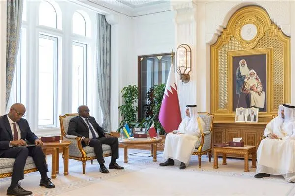 Qatari Foreign Minister Al Sani meets with his Rwandan counterpart