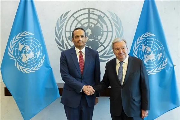 Qatari FM Al Thani meets UN Secretary-General Guterres